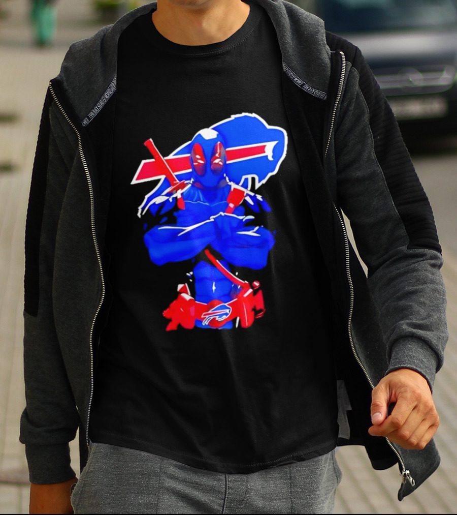 Deadpool Meditation Buffalo Bills Super Hero Football Fan T-Shirt