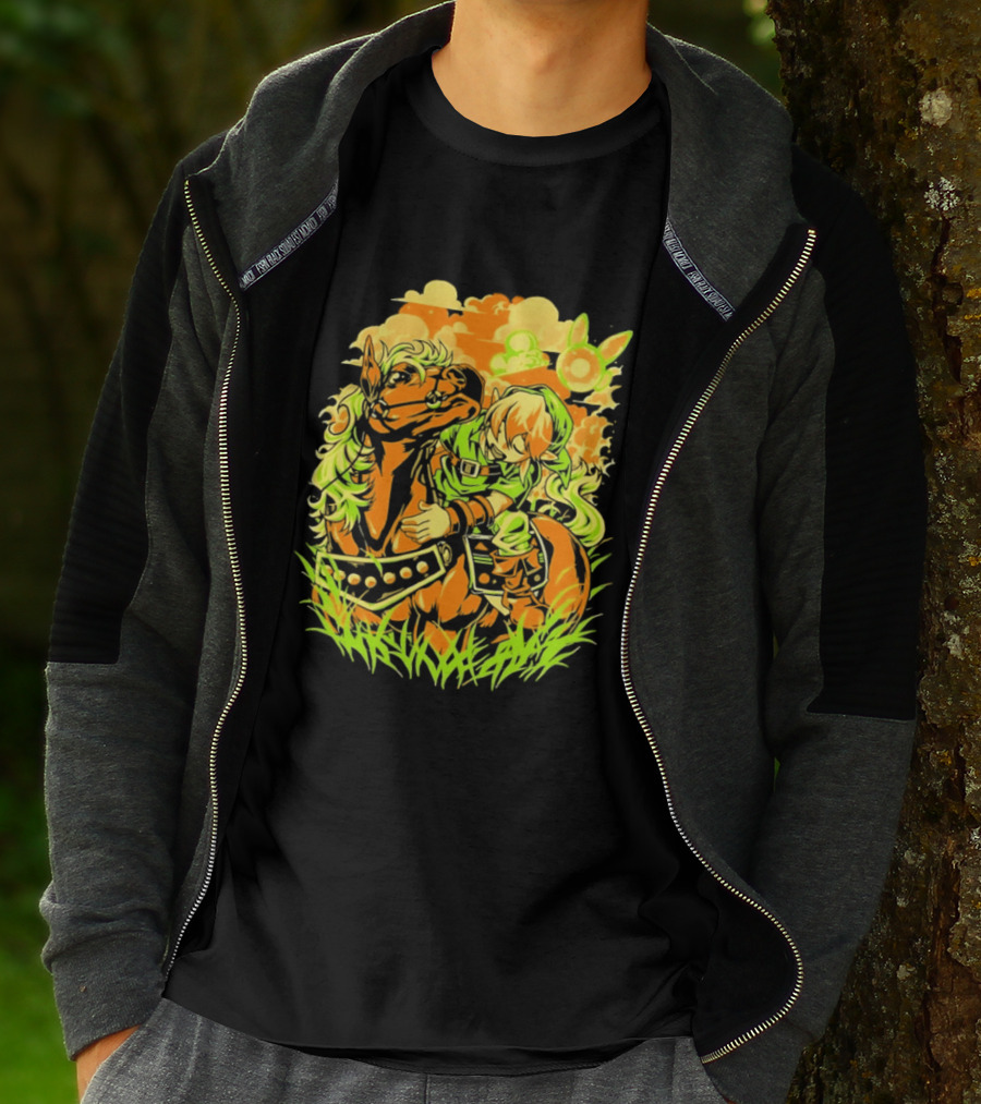 Legend Of Zelda Link And Epona Journey Through Hyrule Fields Adventure T-Shirt