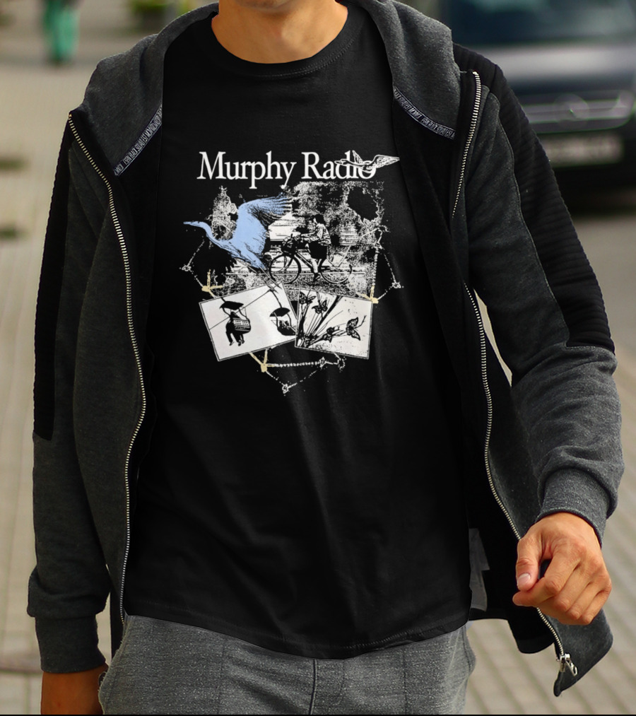 Murphy Radio Bicycle Bird Nature Sketch Montage Wildlife Collage T-Shirt