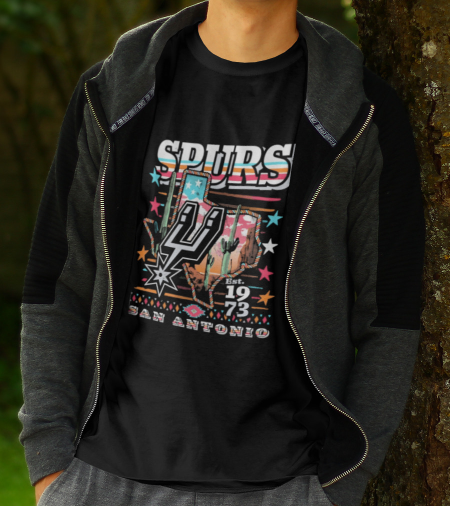 Spurs San Antonio 1973 Desert Cactus Stars Retro Western T-Shirt