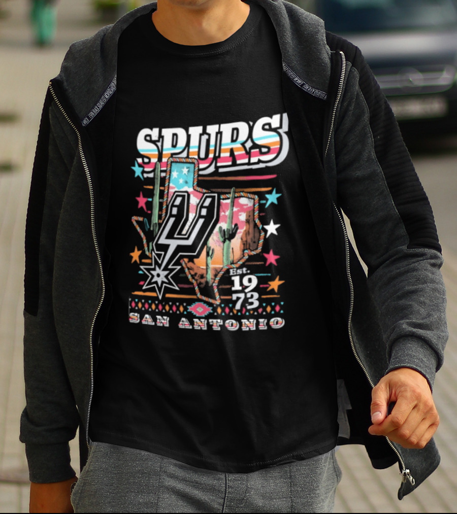 Spurs San Antonio 1973 Desert Cactus Stars Retro Western T-Shirt