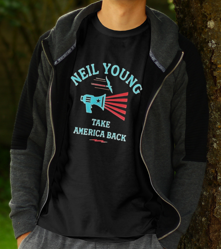 Neil Young Take America Back Megaphone And Bird T-Shirt