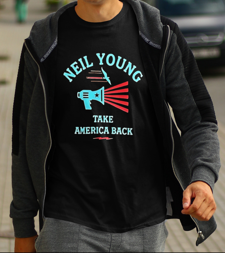 Neil Young Take America Back Megaphone And Bird T-Shirt