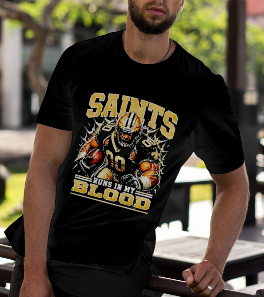 New Orleans Saints Football Runs In My Blood Team Player T-Shirt