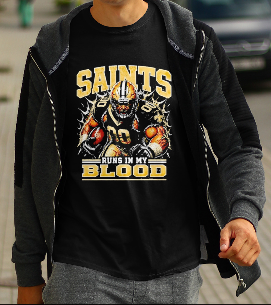 New Orleans Saints Football Runs In My Blood Team Player T-Shirt