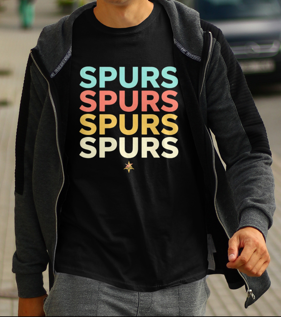 San Antonio Spurs NBA Team Colorful Logo Repetition T-Shirt