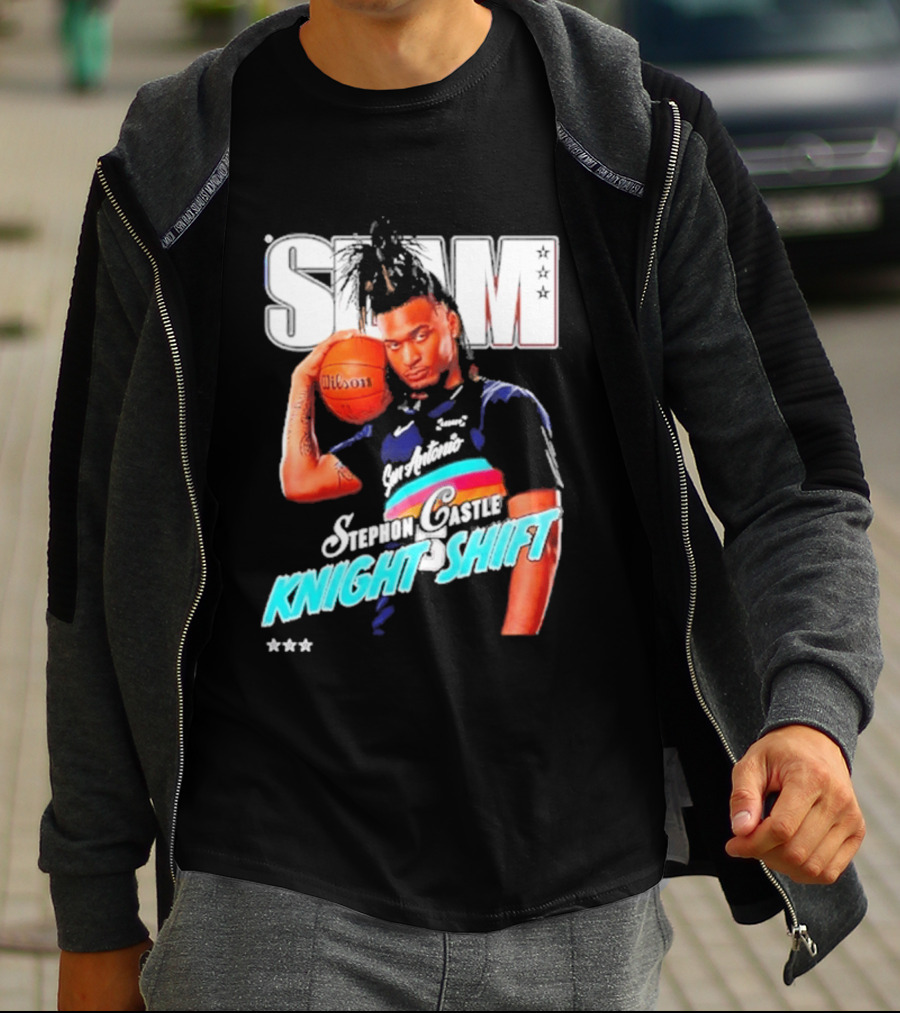 San Antonio Spurs Stephon Castle Slam Knight Shift T-Shirt