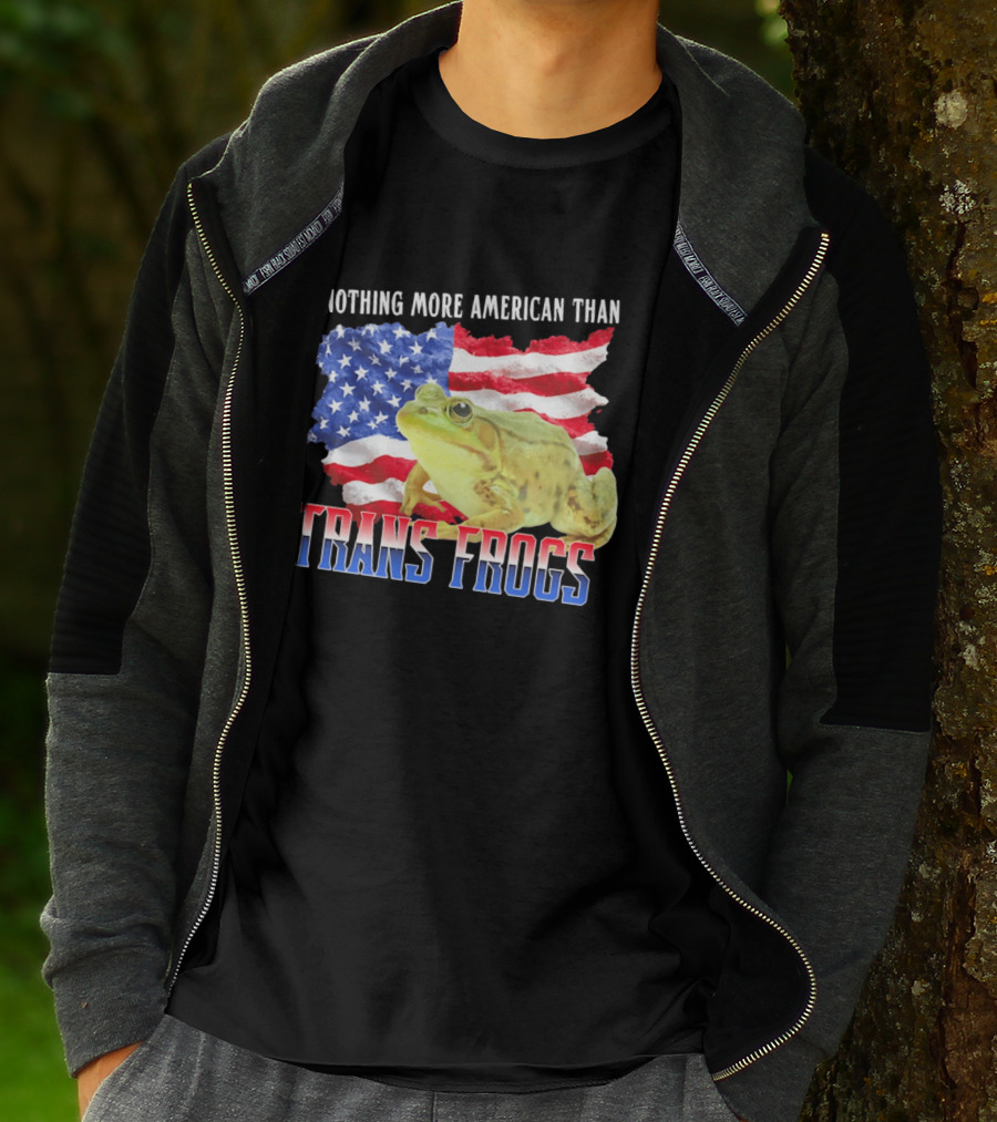 Nothing More American Than Trans Frogs Pride USA Flag Frog T-Shirt