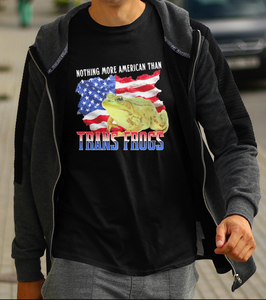 Nothing More American Than Trans Frogs Pride USA Flag Frog T-Shirt