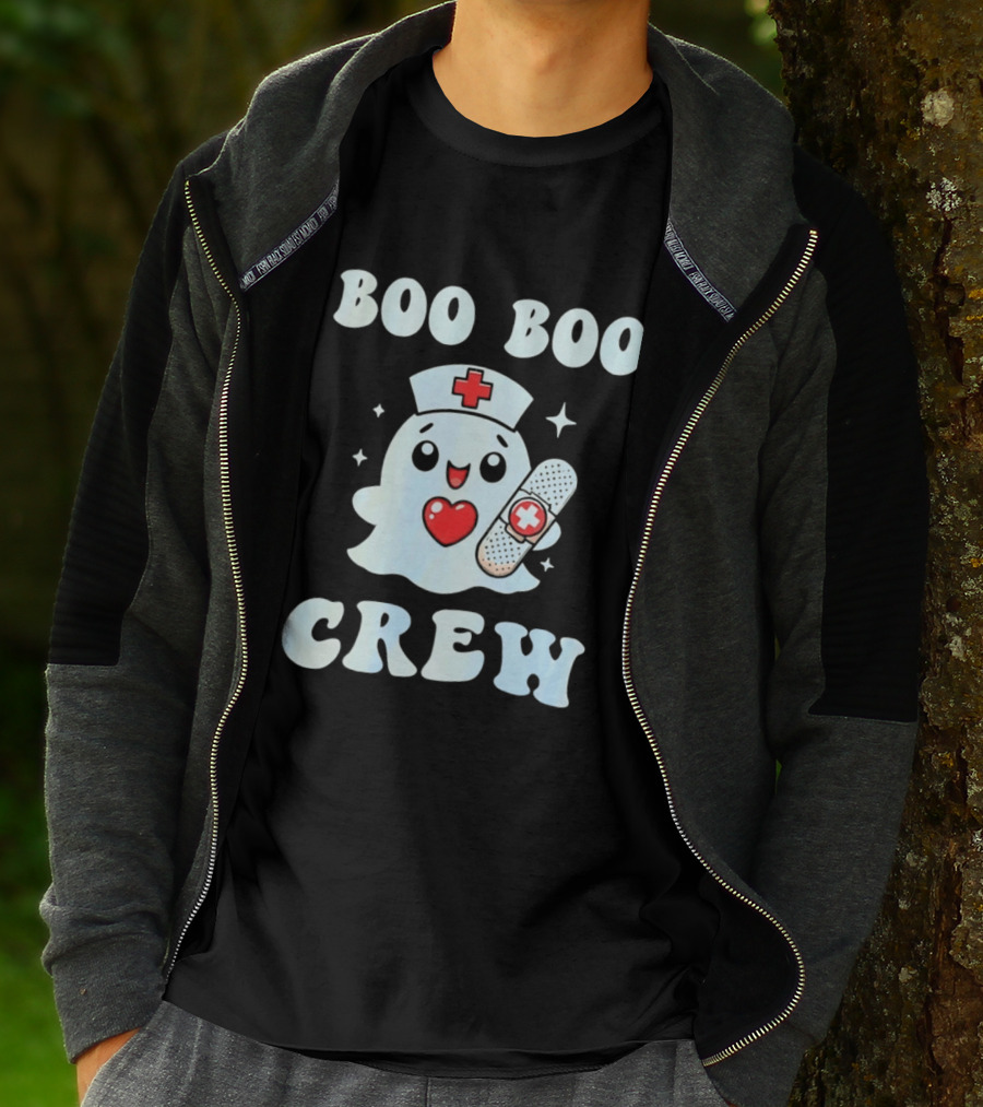 Boo Boo Crew Cute Ghost Nurse Halloween T-Shirt