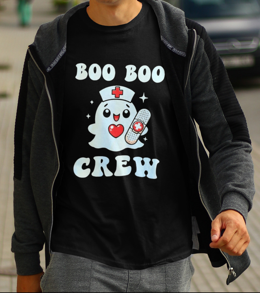 Boo Boo Crew Cute Ghost Nurse Halloween T-Shirt