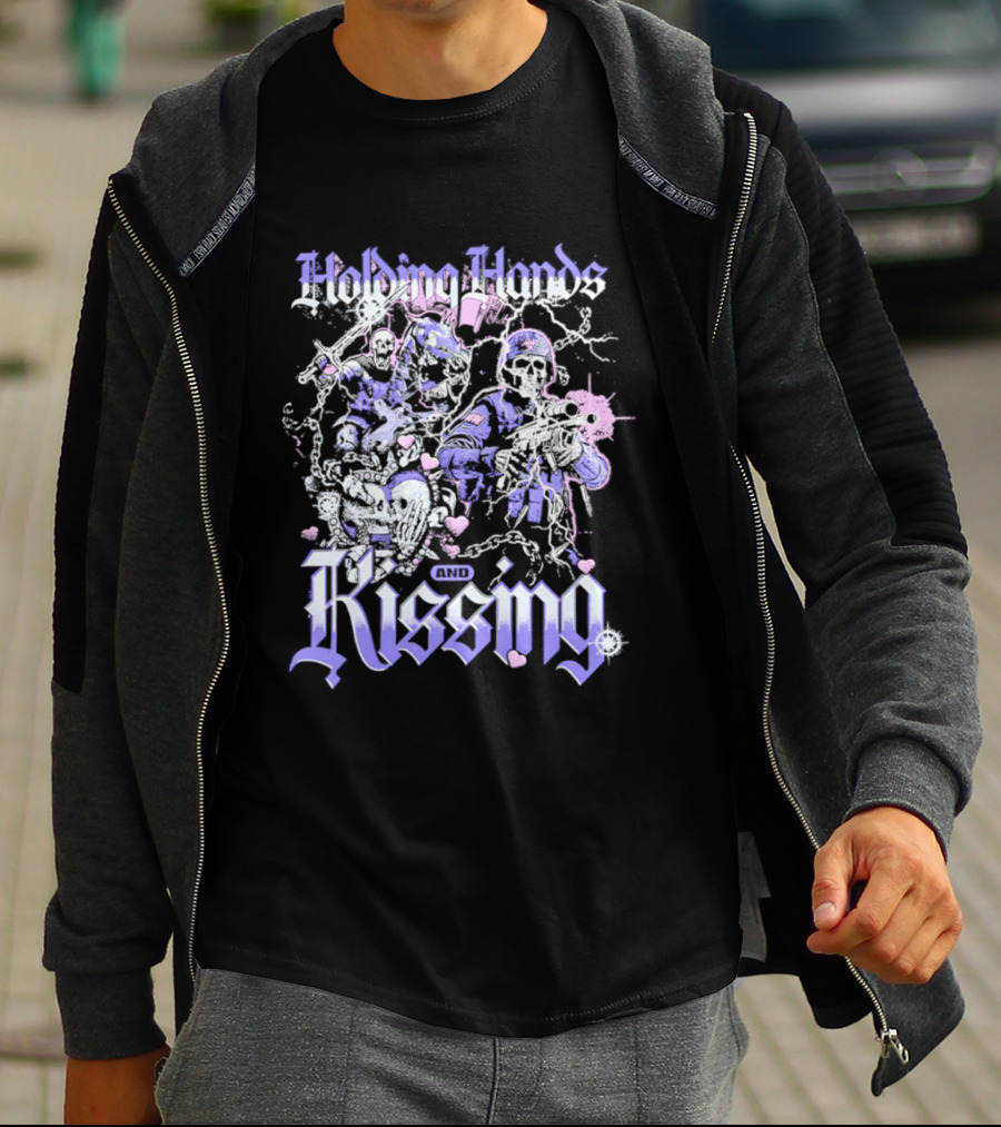 Skeleton Holding Hands Kissing T-Shirt