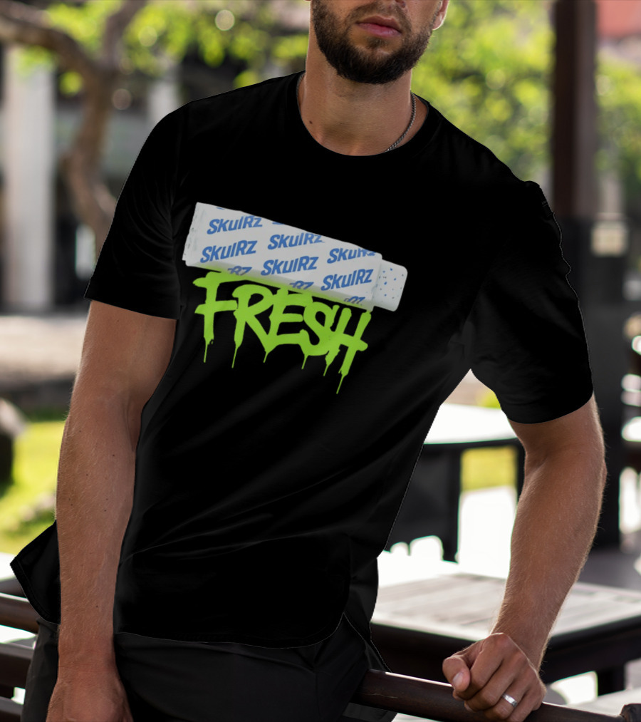 Skulrz Fresh Gum Stylized Wrapper And Green Dripping T-Shirt