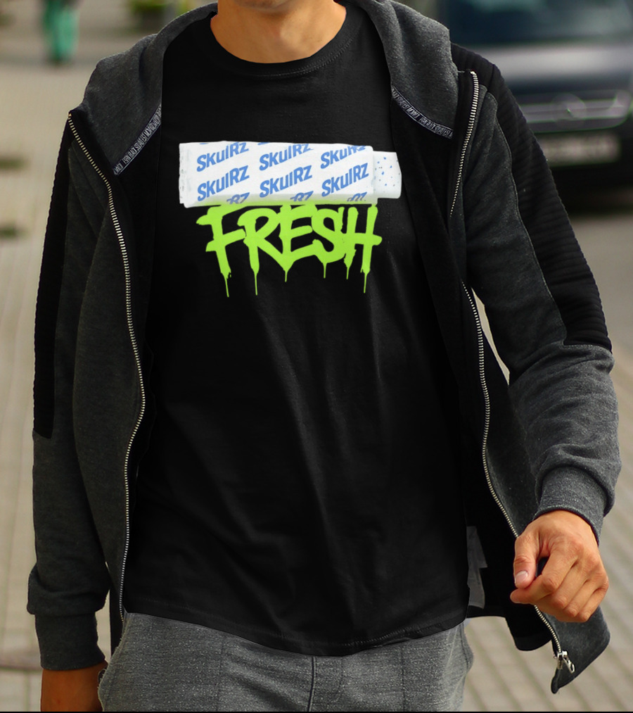 Skulrz Fresh Gum Stylized Wrapper And Green Dripping T-Shirt