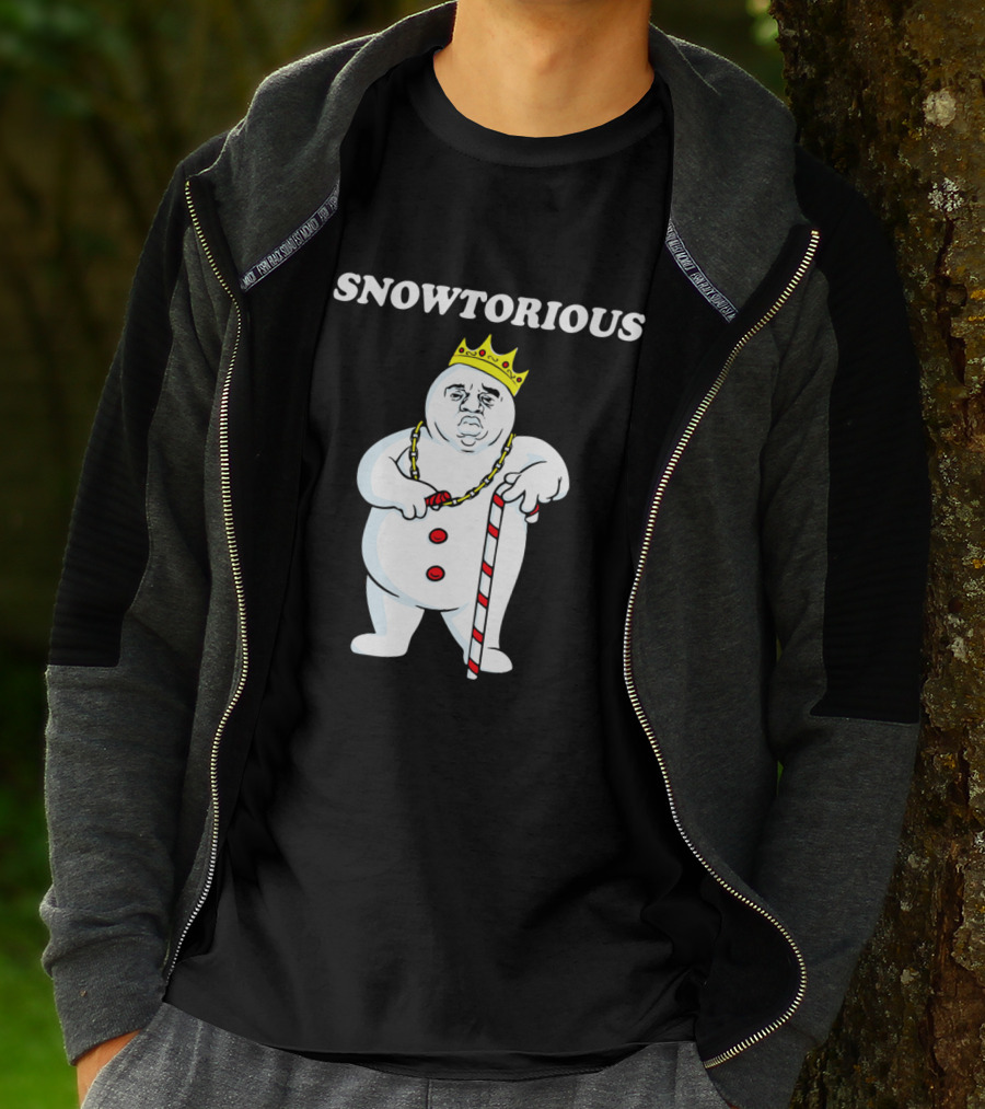 SNOWTORIOUS Funny Christmas King Snowman With Crown And Candy Cane T-Shirt