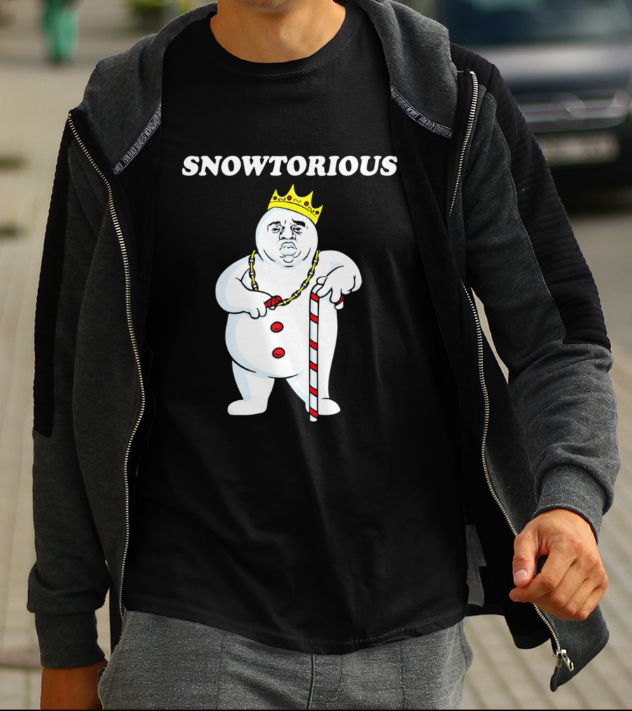 SNOWTORIOUS Funny Christmas King Snowman With Crown And Candy Cane T-Shirt