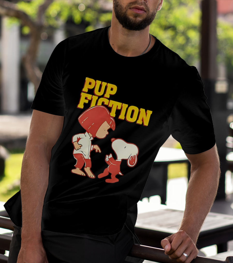 Pup Fiction Peanuts Characters Scene T-Shirt