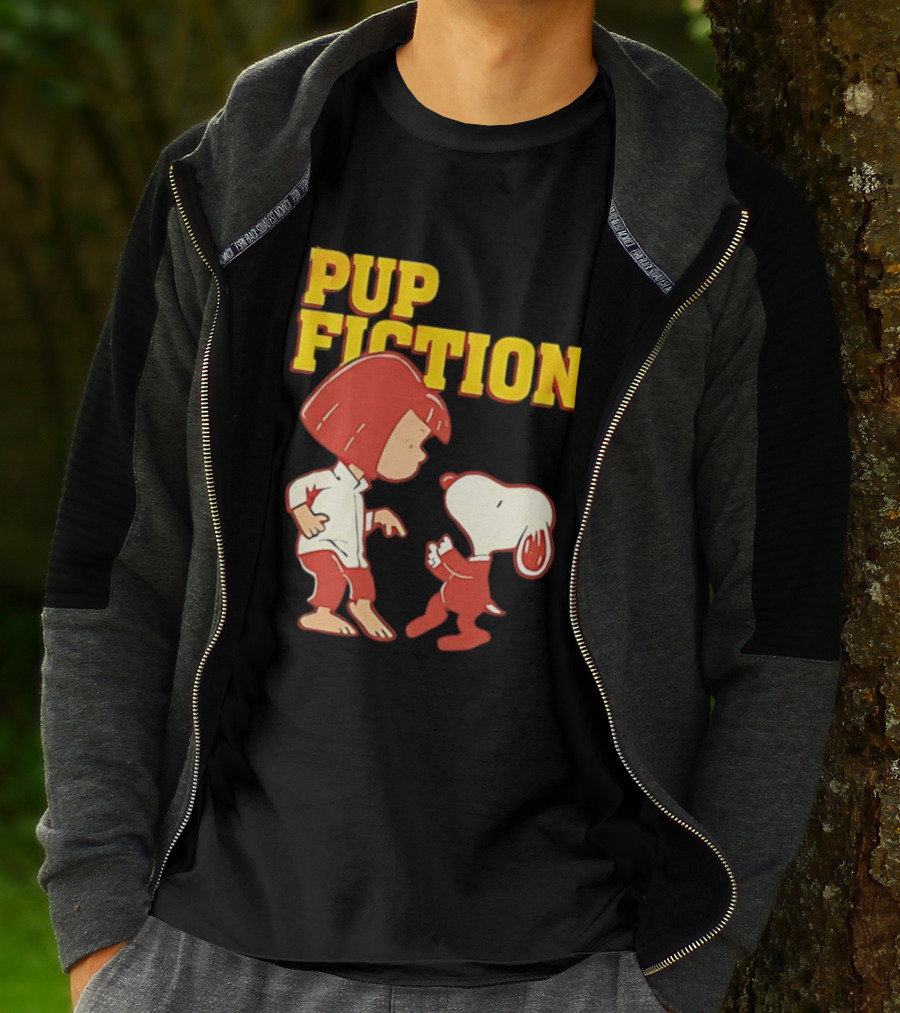 Pup Fiction Peanuts Characters Scene T-Shirt