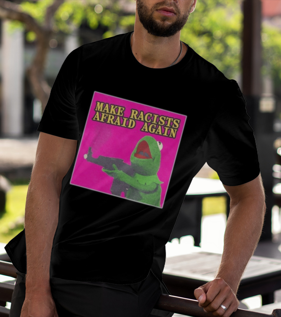Make Racists Afraid Again Kermit Pepe Parody Pink T-Shirt