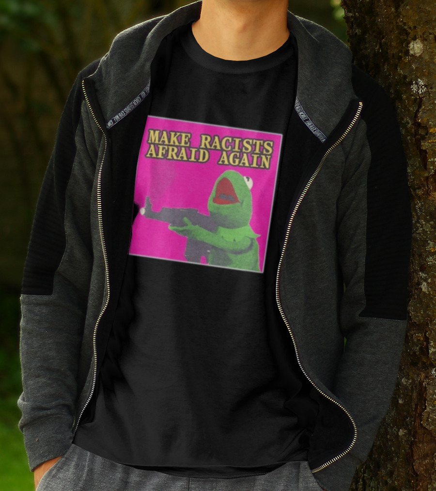 Make Racists Afraid Again Kermit Pepe Parody Pink T-Shirt