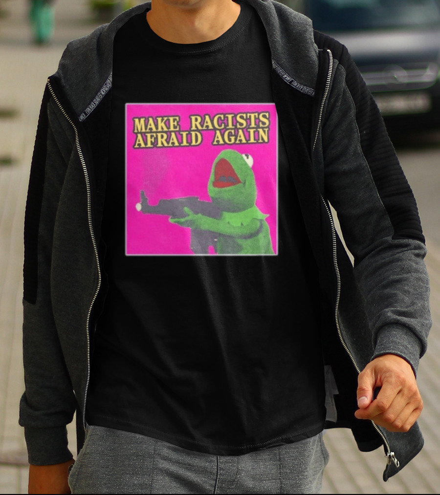 Make Racists Afraid Again Kermit Pepe Parody Pink T-Shirt
