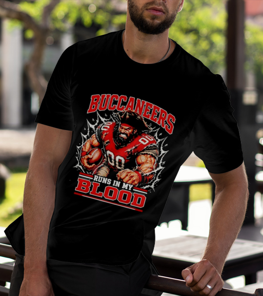 Buccaneers Runs In My Blood Football Player Team Spirit T-Shirt