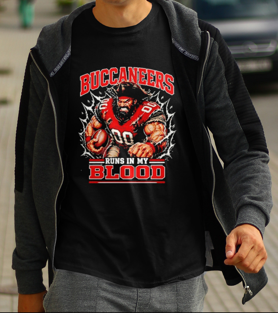 Buccaneers Runs In My Blood Football Player Team Spirit T-Shirt
