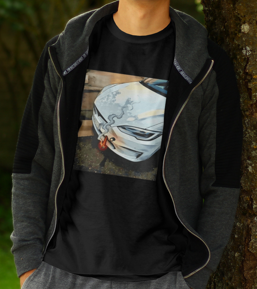 Tesla Car Smoking Light It Up T-Shirt