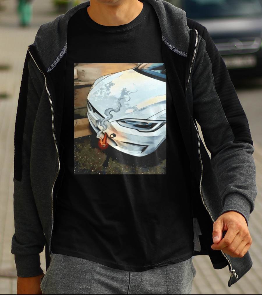 Tesla Car Smoking Light It Up T-Shirt