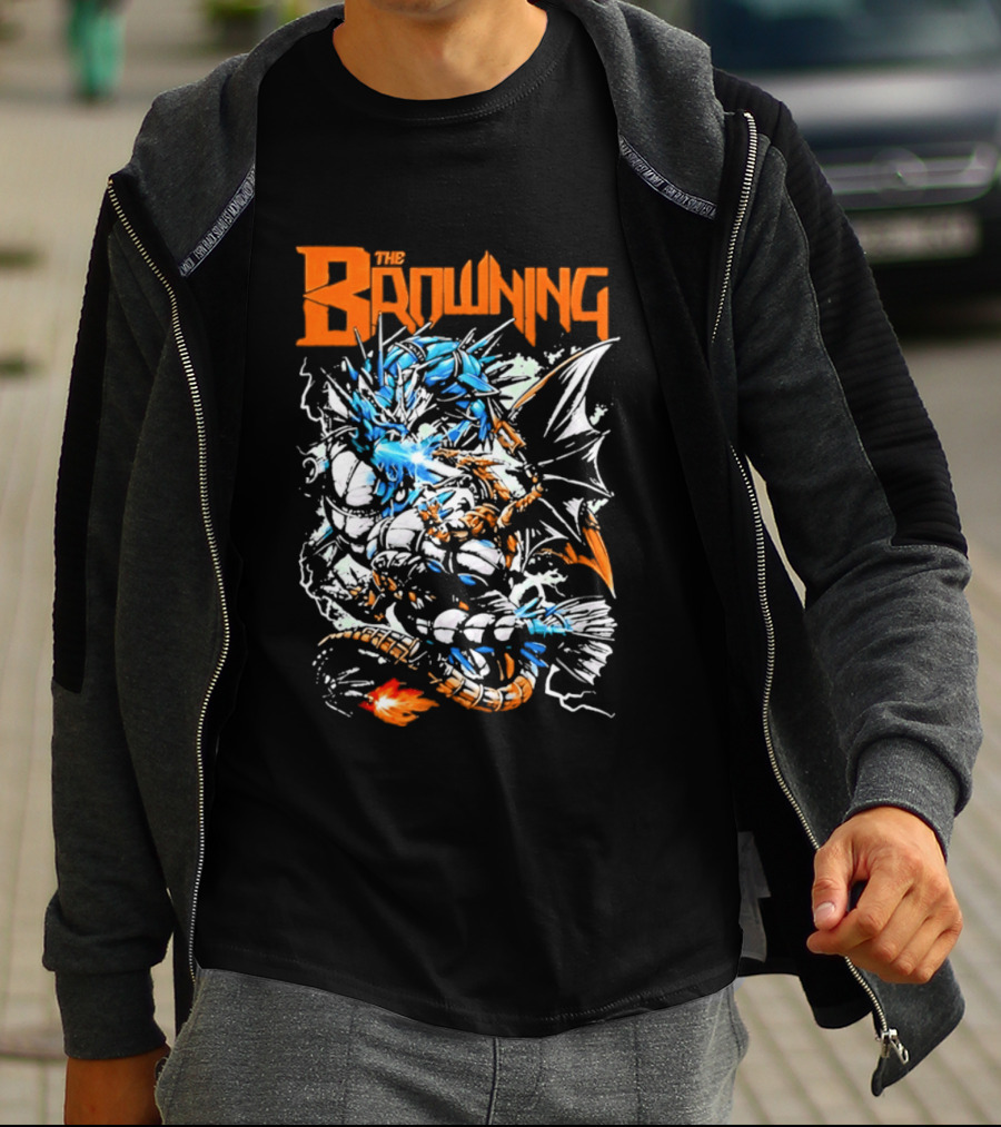 The Browning Cybernetic Dragon Sci Fi Fantasy Heavy Metal Battle T-Shirt