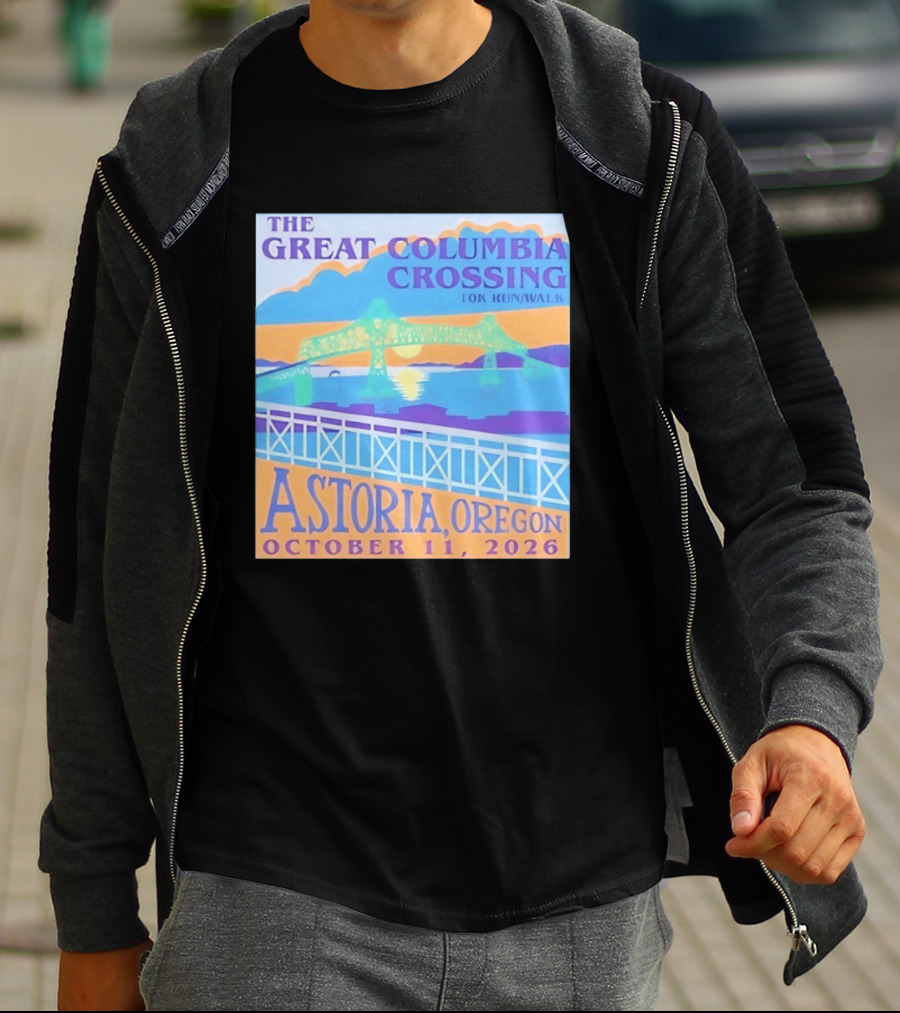 The Great Columbia Crossing 10K Run Walk Astoria Oregon October 11 2026 T-Shirt