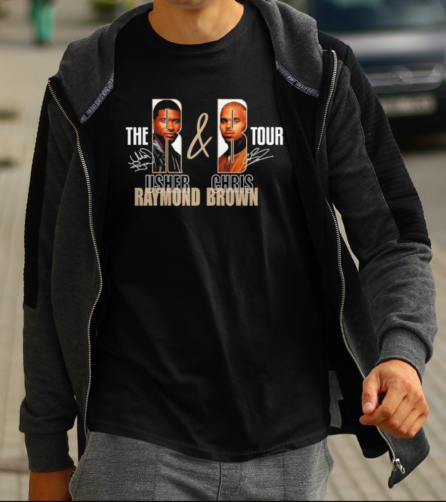 The R & B Tour Usher Chris Brown Raymond Brown Signatures T-Shirt