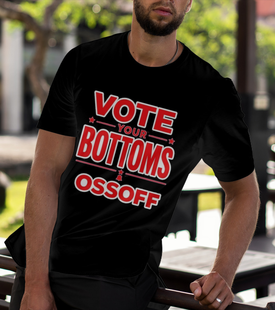 Vote Your Bottoms Ossoff Stars Bold Red T-Shirt