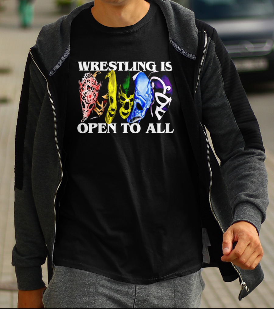 Wrestling Is Open To All Multicolor Lucha Libre Masks T-Shirt