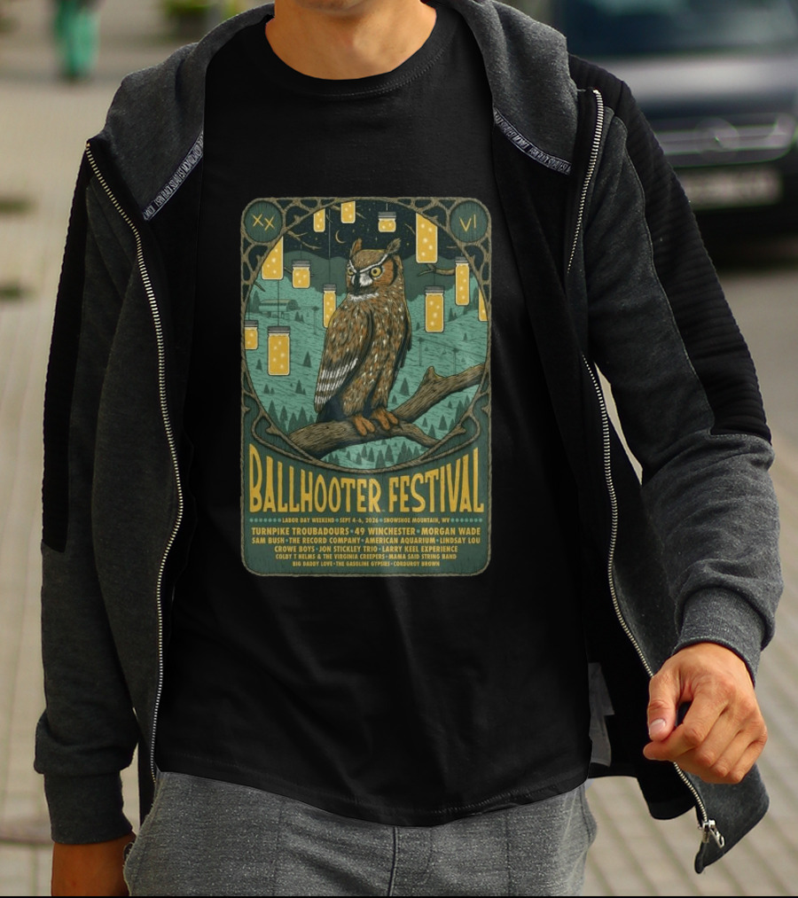 Ballhooter Festival Snowshoe Mountain 2026 Owl Lanterns Turnpike Troubadours Morgan Wade Labor Day Weekend T-Shirt