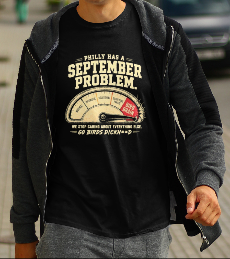 Philly Has A September Problem Bird Brain Go Birds Flock Red Speedometer T-Shirt