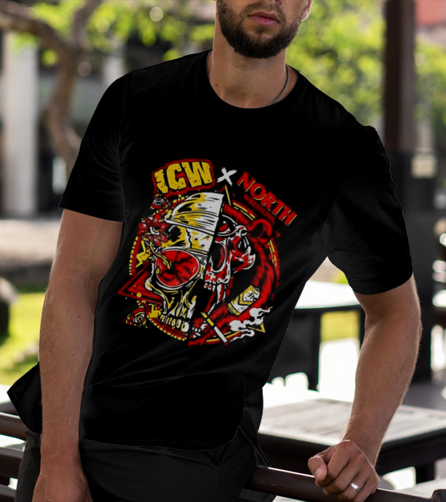 ICW X NORTH Wrestling Skull Collaboration T-Shirt