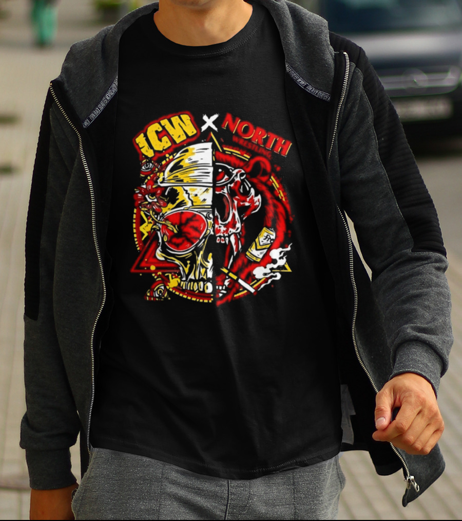 ICW X NORTH Wrestling Skull Collaboration T-Shirt
