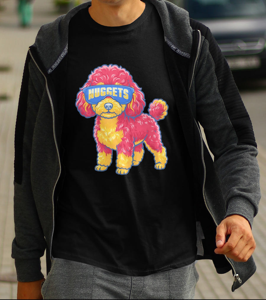 Denver Nuggets Teacup Poodle Wearing Oversized Glasses T-Shirt