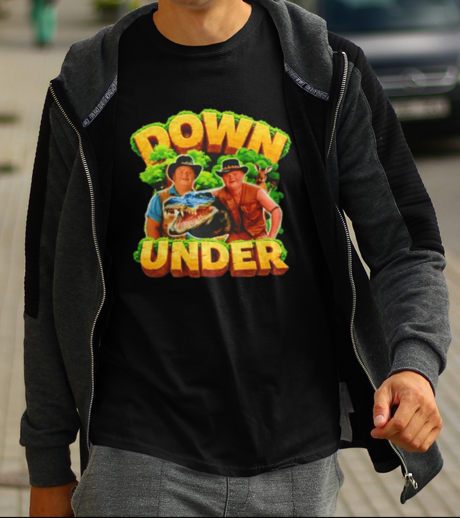 Down Under Crocodile Hunter Adventure With Outback Characters T-Shirt