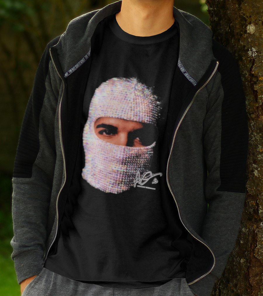 Drake Iceman Mask Jewel Encrusted Balaclava T-Shirt