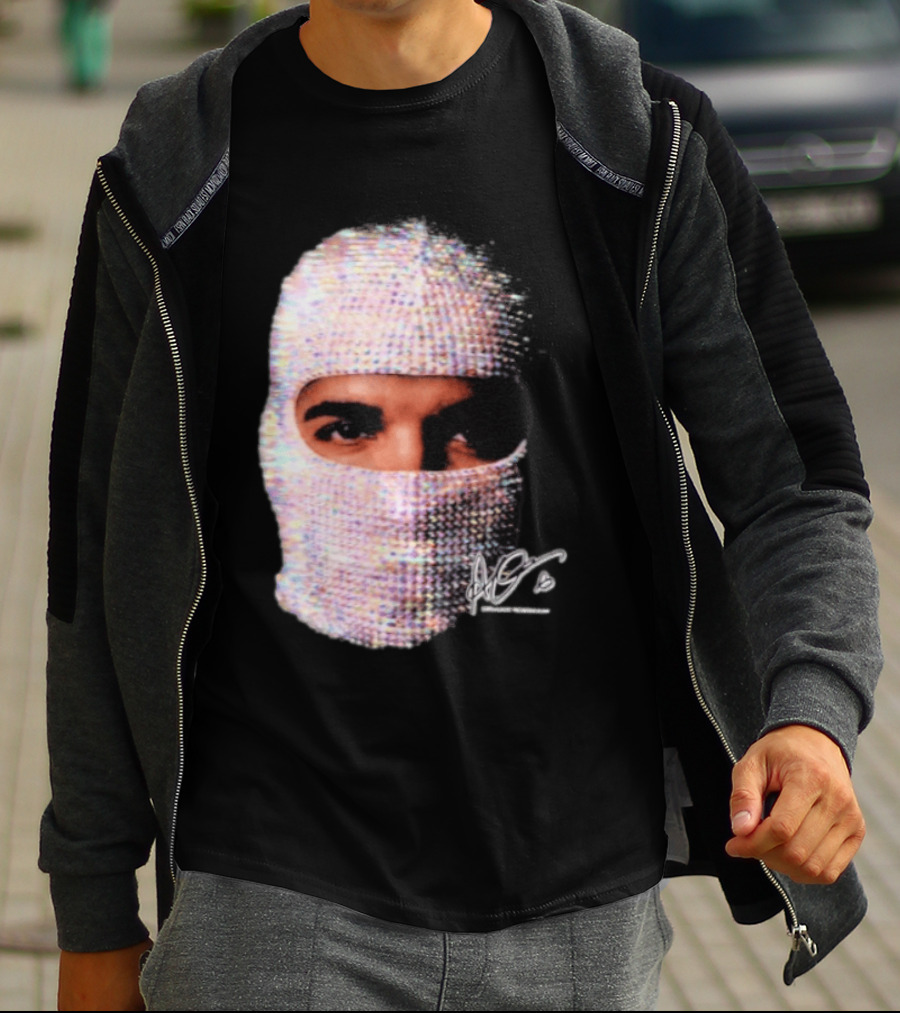 Drake Iceman Mask Jewel Encrusted Balaclava T-Shirt