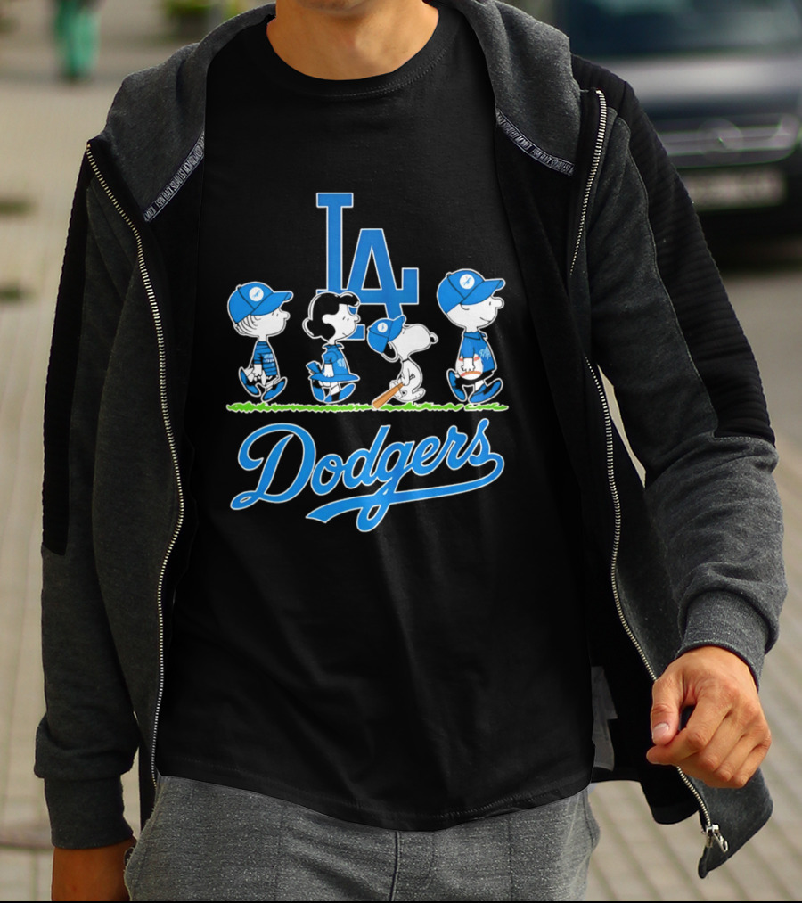 Peanuts Characters Los Angeles Dodgers Abbey Road T-Shirt