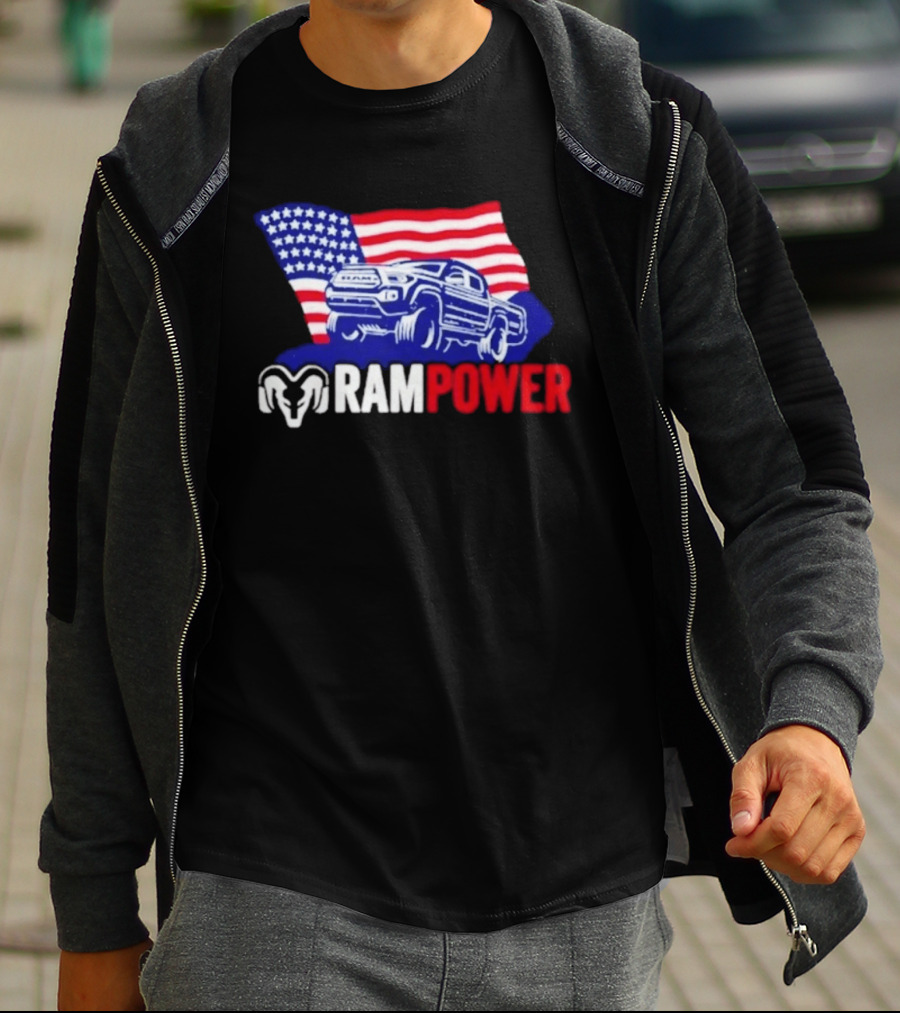 Ram Power Truck American Flag 2026 Patriotic T-Shirt