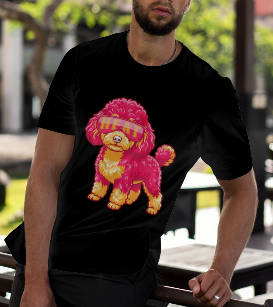 Miami Heat Teacup Poodle Cartoon HEAT Glasses T-Shirt