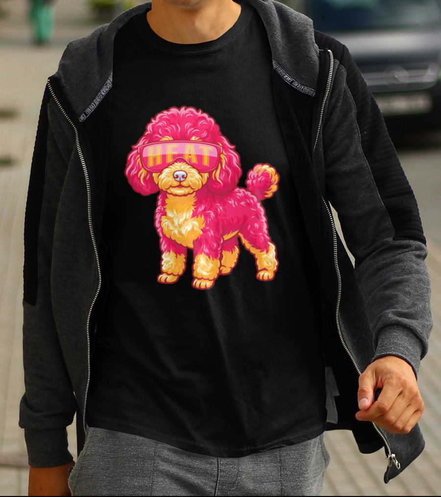 Miami Heat Teacup Poodle Cartoon HEAT Glasses T-Shirt