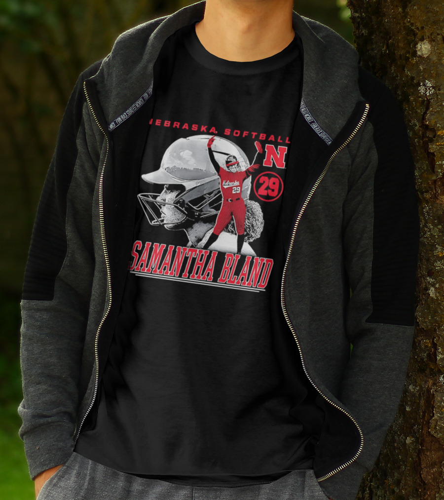 Nebraska Softball Samantha Bland Number 29 Player Iconic N T-Shirt