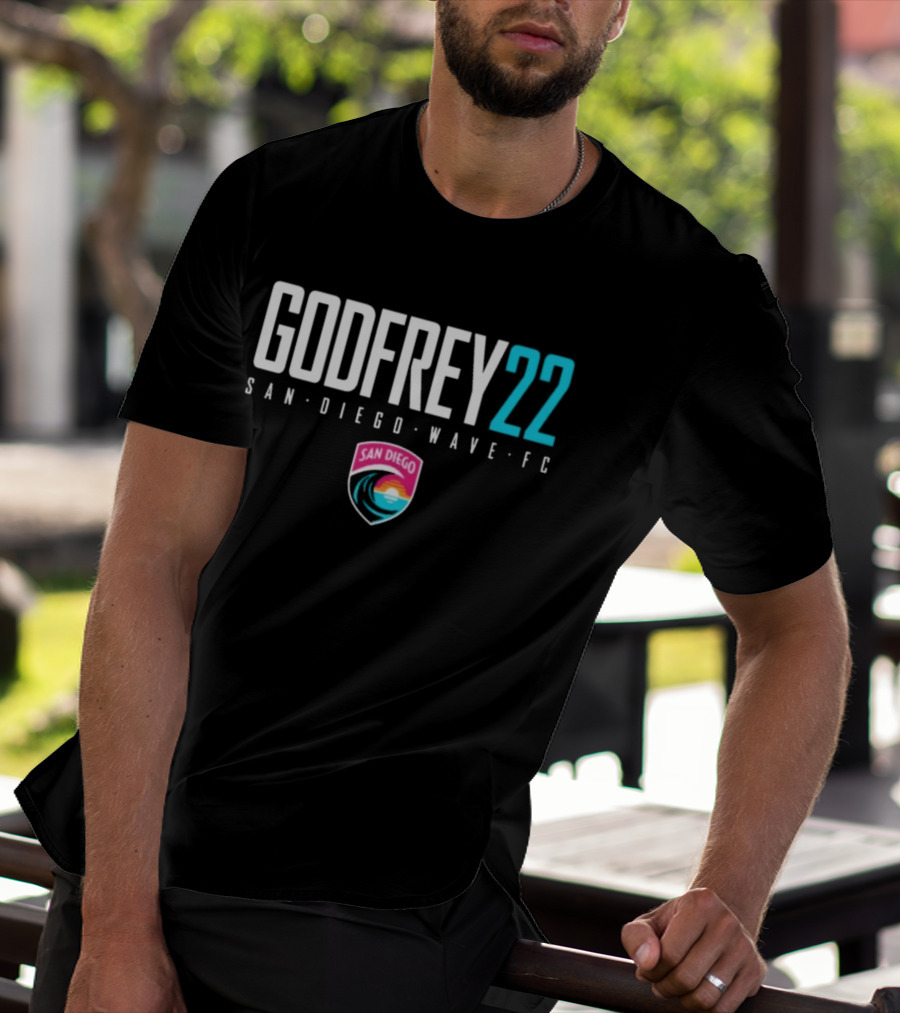 San Diego Wave FC Godfrey 22 Soccer Player Team NWSL T-Shirt