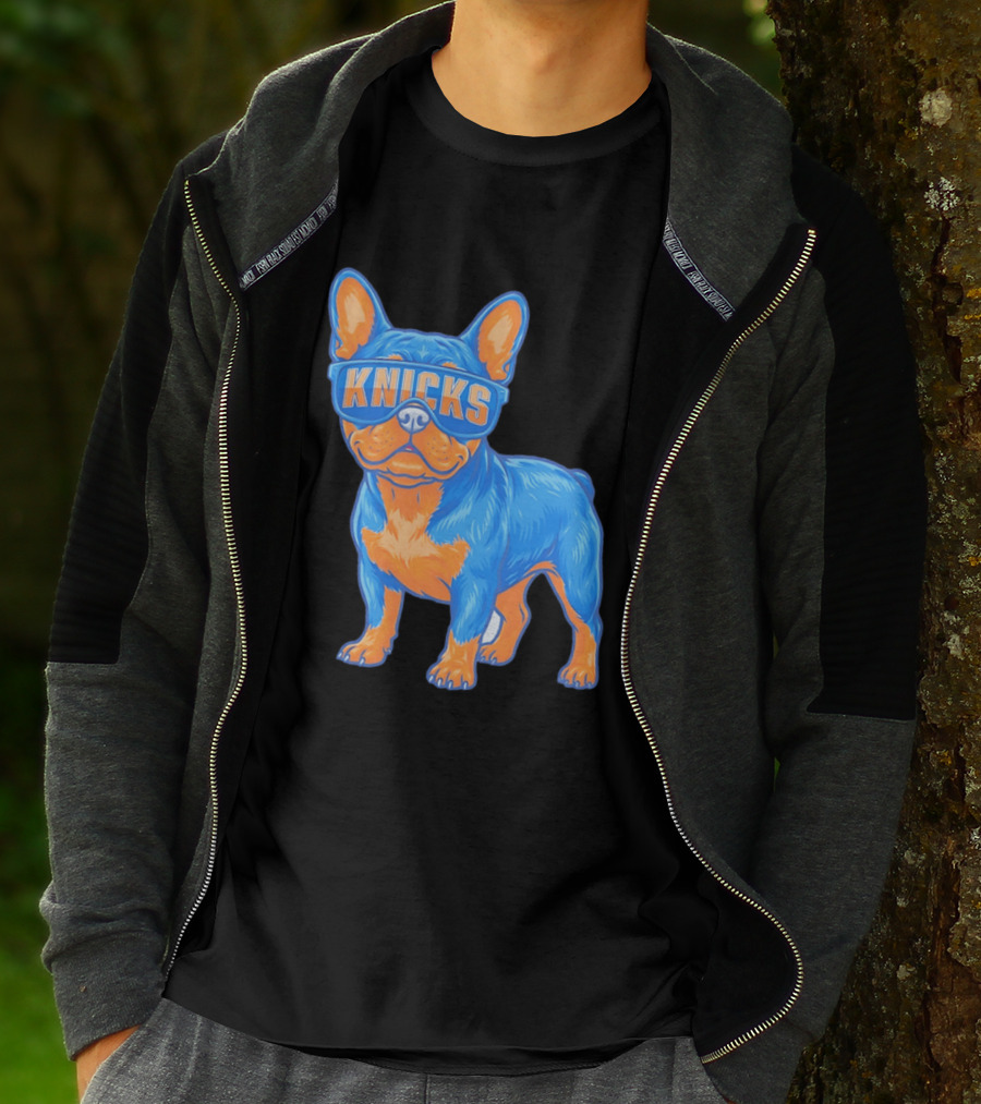 New York Knicks Bulldog Wearing Sunglasses T-Shirt