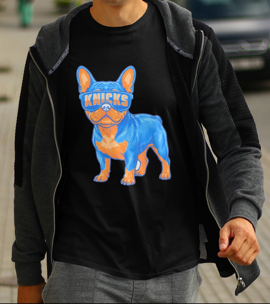 New York Knicks Bulldog Wearing Sunglasses T-Shirt